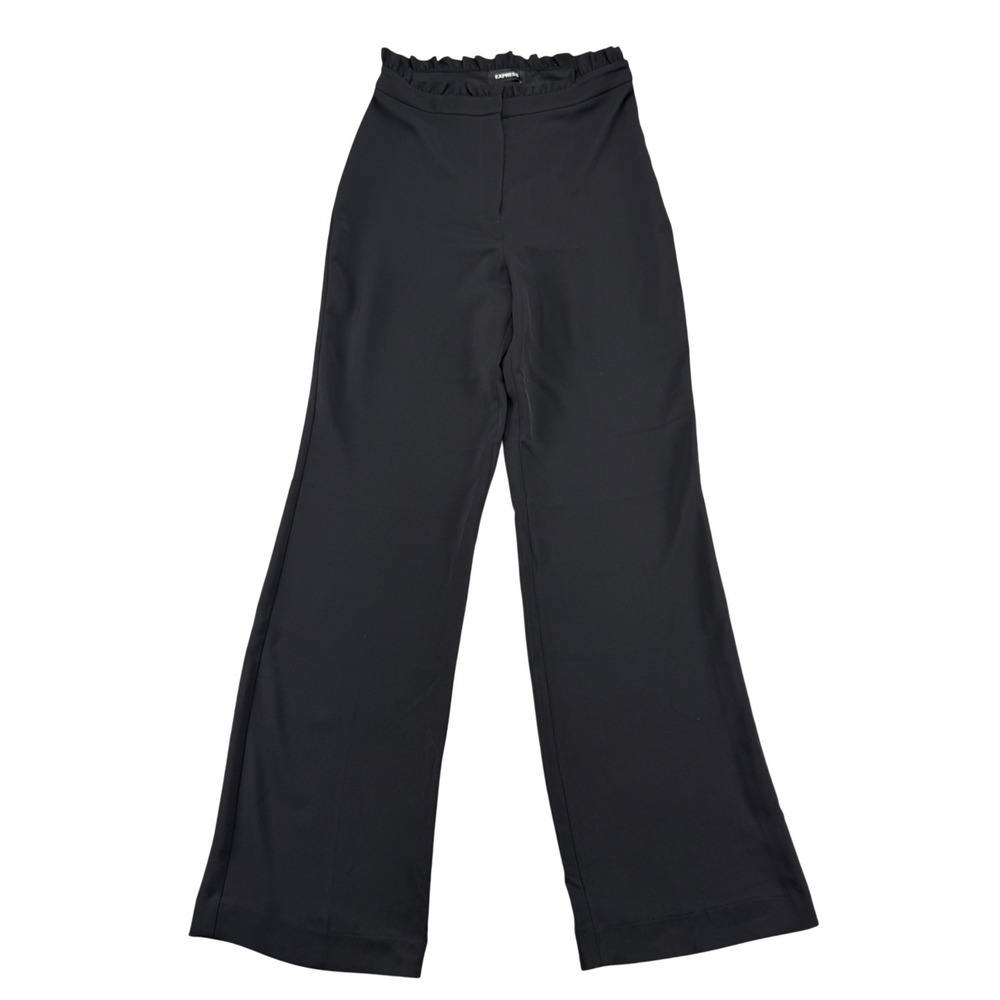 Express Wide Leg Super High Rise Pants Black Paperbag Waist 29W 32L Chic Indie